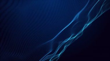 Parçacık dalgası nesnesinin ağır çekimde fantastik video animasyonu, 4096x2304 döngü 4K
