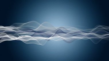 Parçacık dalgası nesnesinin ağır çekimde fantastik video animasyonu, 4096x2304 döngü 4K