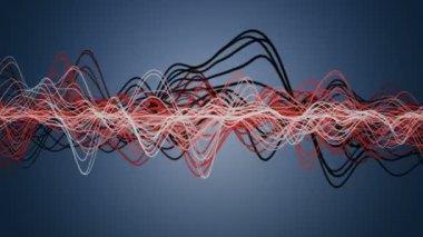 Yavaş çekimde çizgili dalga nesnesi ile fantastik video animasyonu, 4096x2304 döngü 4K