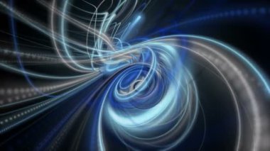 Parçacık çizgili nesne ile gelecek video animasyonu yavaş çekimde, 4096x2304 döngü 4K