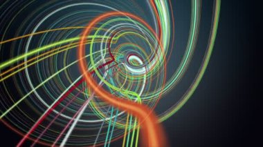 Yavaş çekimde dönen çizgili nesne ile fantastik video animasyonu, 4096x2304 döngü 4K