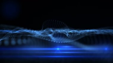 Dalga nesnesi ile gelecek video animasyonu ve yavaş çekimde parlayan ışık, 4096x2304 döngü 4K