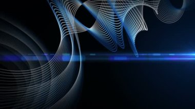 Parçacık çizgili nesne ve yavaş çekimde ışık ile gelecek video animasyonu, 4096x2304 döngü 4K