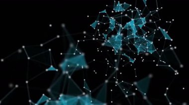 Yavaş çekimde parıldayan üçgenlerle gelecekteki pleksus video animasyonu, 4096x2304 döngüsü 4K