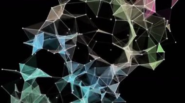 Yavaş çekimde parıldayan üçgenlerle gelecekteki pleksus video animasyonu, 4096x2304 döngüsü 4K