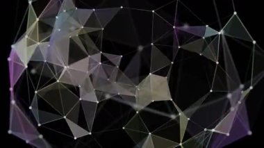 Yavaş çekimde parıldayan üçgenlerle gelecekteki pleksus video animasyonu, 4096x2304 döngüsü 4K