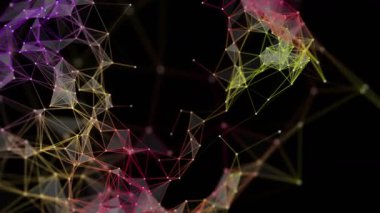 Yavaş çekimde parıldayan üçgenlerle gelecekteki pleksus video animasyonu, 4096x2304 döngüsü 4K
