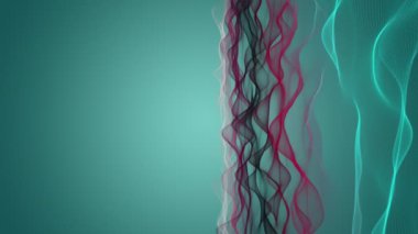 Parçacık dalga nesnesi ile fantastik video animasyonu. Yavaş çekimde, metin dalgasıyla, 4096x2304 döngü 4K