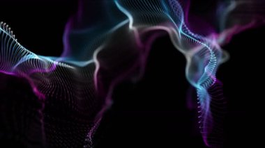 Parçacık dalga nesnesiyle gelecek video animasyonu yavaş çekimde, 4096x2304 döngü 4K