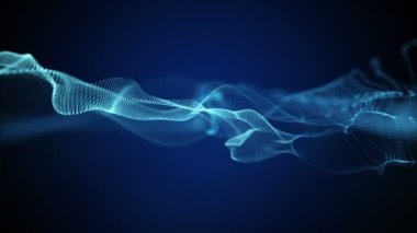 Parçacık dalga nesnesiyle gelecek video animasyonu yavaş çekimde, 4096x2304 döngü 4K