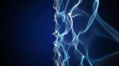 Parçacık dalga nesnesi ile fantastik video animasyonu yavaş çekim ve metin için boşluk, 4096x2304 döngü 4K