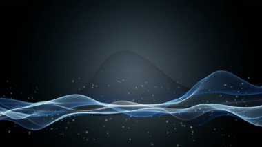 Dalga nesnesi ve parıldayan parçacıklarla gelecek video animasyonu, 4096x2304 döngü 4K