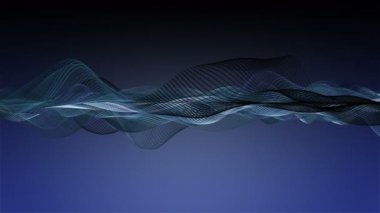 Parçacık dalgası nesnesinin ağır çekimde fantastik video animasyonu, 4096x2304 döngü 4K