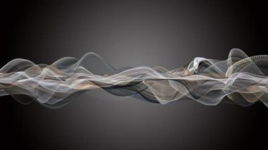 Parçacık dalga nesnesi ile fantastik video animasyonu yavaş çekim ve metin için boşluk, 4096x2304 döngü 4K