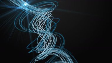 Çizgili dalga nesnesi ve yavaş çekimde ışık ile gelecek video animasyonu, 4096x2304 döngü 4K