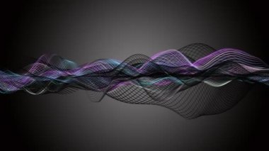 Parçacık dalga nesnesi ile fantastik video animasyonu yavaş çekim ve metin için boşluk, 4096x2304 döngü 4K