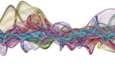 Parçacık dalga nesnesi ile fantastik video animasyonu yavaş çekim ve metin için boşluk, 4096x2304 döngü 4K