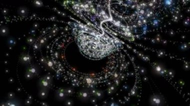 Parçacık çizgili nesne ile gelecek video animasyonu yavaş çekimde, 4096x2304 döngü 4K