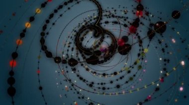Parçacık şeritli nesne ile fantastik video animasyonu yavaş çekimde, 4096x2304 döngü 4K