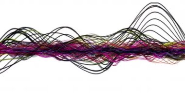 Yavaş çekimde çizgili dalga nesnesi ile fantastik video animasyonu, 4096x2304 döngü 4K