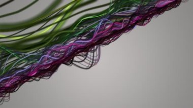 Yavaş çekimde şerit dalga nesnesi ve metin için uzay ile fantastik video animasyonu, 4096x2304 döngü 4K