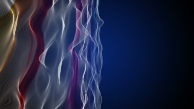 Parçacık dalga nesnesi ile fantastik video animasyonu yavaş çekim ve metin için boşluk, 4096x2304 döngü 4K