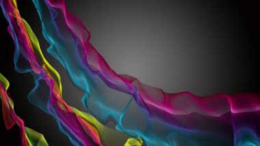 Parçacık dalga nesnesi ile fantastik video animasyonu yavaş çekim ve metin için boşluk, 4096x2304 döngü 4K