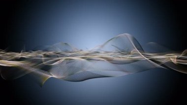 Parçacık dalga nesnesi ile fantastik video animasyonu yavaş çekim ve metin için boşluk, 4096x2304 döngü 4K