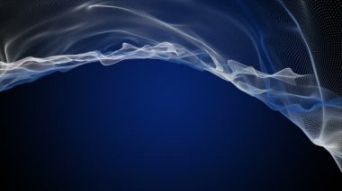 Parçacık dalga nesnesi ile fantastik video animasyonu yavaş çekim ve metin için boşluk, 4096x2304 döngü 4K