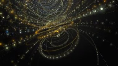 Parçacık çizgili nesne ile gelecek video animasyonu yavaş çekimde, 4096x2304 döngü 4K