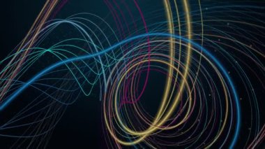 Çizgili nesne ve ağır çekimde parçacıklarla fantastik video animasyonu, 4096x2304 döngü 4K