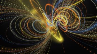 Parçacık çizgili nesne ile gelecek video animasyonu yavaş çekimde, 4096x2304 döngü 4K