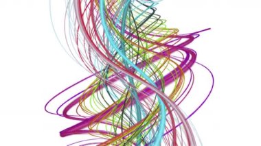 Yavaş çekimde çizgili dalga nesnesi ile fantastik renkli video animasyonu, 4096x2304 döngü 4K