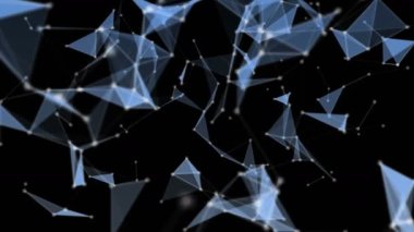 Yavaş çekimde parıldayan üçgenlerle gelecekteki pleksus video animasyonu, 4096x2304 döngüsü 4K