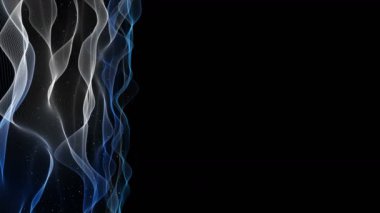 Dalga nesnesi ve parıldayan parçacıklarla gelecek video animasyonu, 4096x2304 döngü 4K