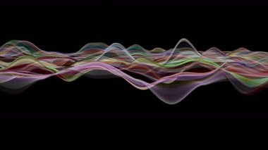 Parçacık dalgası nesnesinin ağır çekimde fantastik video animasyonu, 4096x2304 döngü 4K