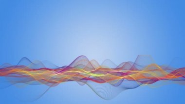 Metin için parçacık dalga nesnesi ve uzay ile fantastik renkli video animasyonu, 4096x2304 döngü 4K