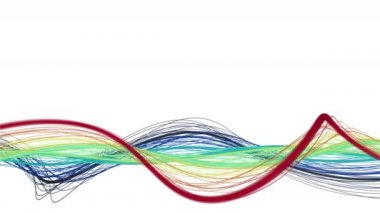 Yavaş çekimde şerit dalga nesnesi ve metin için uzay ile fantastik renkli video animasyonu, 4096x2304 döngü 4K