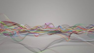 Parçacık dalga nesnesi ile fantastik video animasyonu yavaş çekim ve metin için boşluk, 4096x2304 döngü 4K