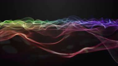 Parçacık dalgası nesnesinin ağır çekimde fantastik video animasyonu, 4096x2304 döngü 4K