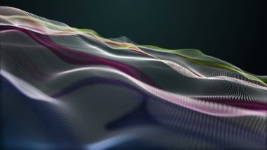 Parçacık dalga nesnesi ile fantastik video animasyonu yavaş çekim ve metin için boşluk, 4096x2304 döngü 4K