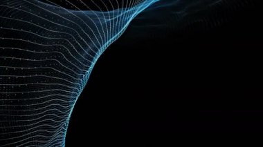 Dalga nesnesi ile gelecek video animasyonu ve yavaş çekimde parlayan ışık, 4096x2304 döngü 4K