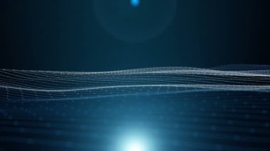 Dalga nesnesi ile gelecek video animasyonu ve yavaş çekimde parlayan ışık, 4096x2304 döngü 4K