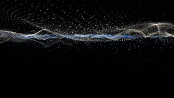 Φουτουριστικό Βίντεο Animation Κυματικό Αντικείμενο Και Σωματίδια Glitter Αργή Κίνηση — Αρχείο Βίντεο