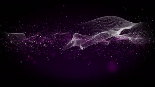 Futuristische Video Animatie Met Wave Object Glitter Deeltjes Slow Motion — Stockvideo