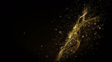 Dalga nesnesi ve parıldayan parçacıklarla gelecek video animasyonu, 4096x2304 döngü 4K