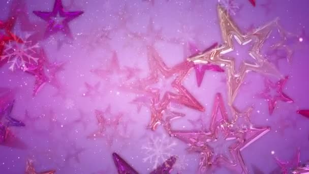 Maravillosa animación de vídeo de Navidad con estrellas en movimiento y copos de nieve, bucle HD 1080p — Vídeo de stock