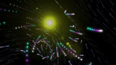 Parçacık nesne ve hareket, ışık parlama ile fütüristik video animasyon döngü Hd 1080p