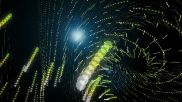 Animación de video ecológico futurista con objeto de rayas de partículas y luz en movimiento, bucle HD 1080p — Vídeo de stock