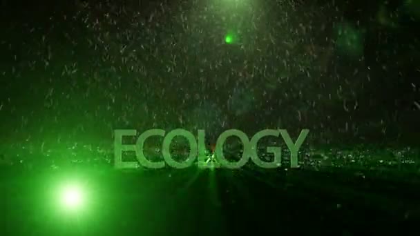 Tecnologia poderosa animação de vídeo luz com texto ECOLOGIA, loop HD 1080p — Vídeo de Stock